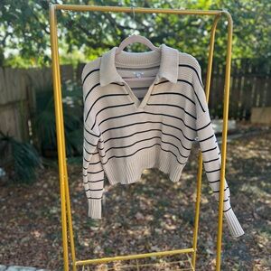 🧶 Pistola Striped Collared Knit Sweater (Size L)